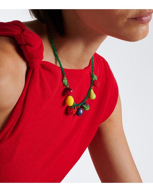 Jennifer Behr Blue Fruita Embellished Charm Necklace