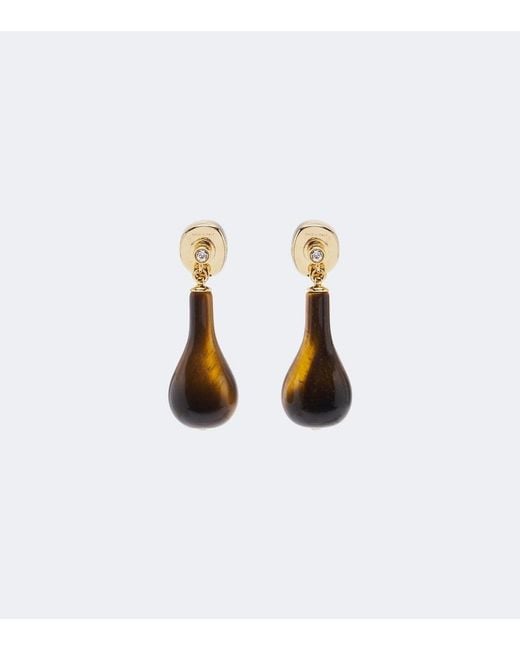 Totême White Tiger's Eye Swarovski-Embellished Drop Earrings