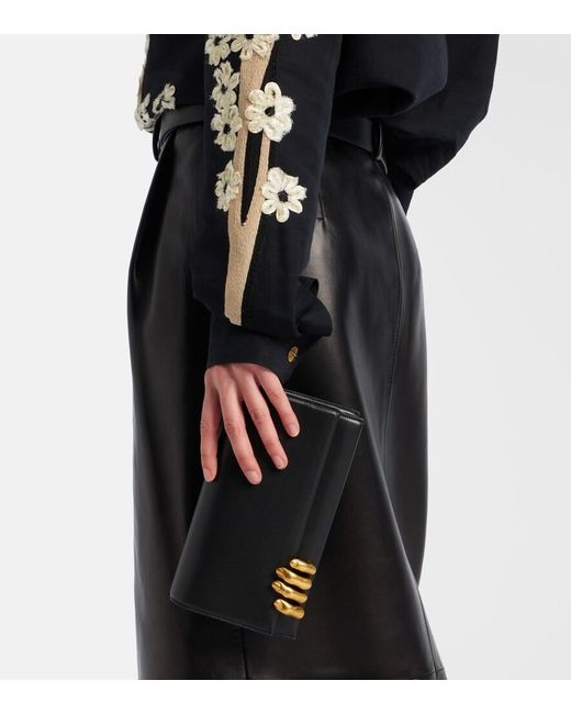 Khaite Black Hand Leather Clutch