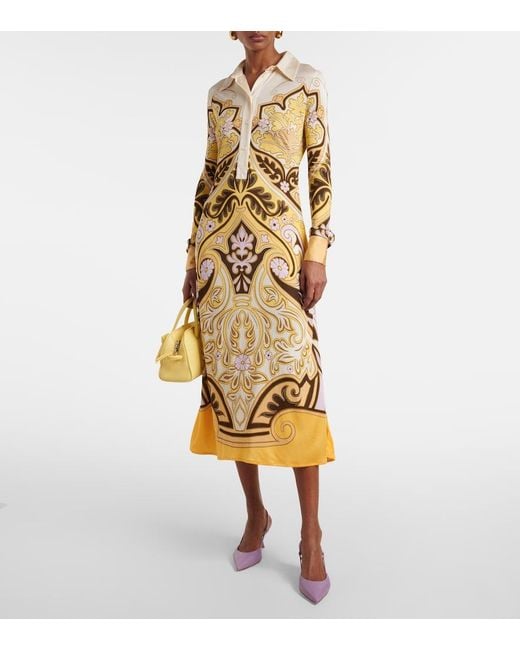 LaDoubleJ Metallic Perry Printed Midi Dress