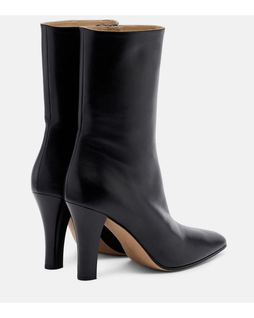 The Row Black Mona Leather Ankle Boots