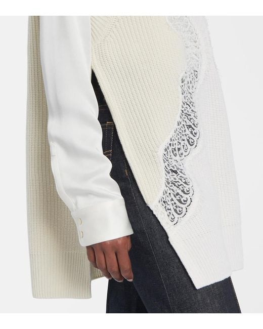 Stella McCartney White Virgin Wool Lace Sweater Vest