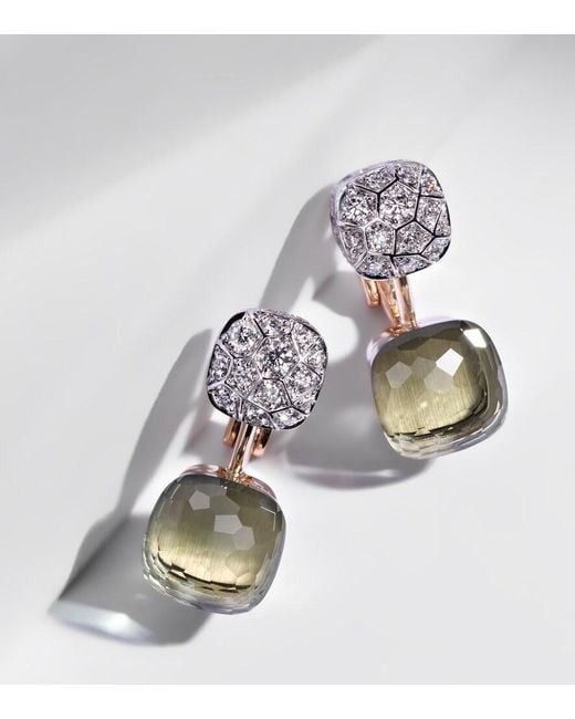 Pomellato Metallic Nudo 18Kt Rose And Earrings With Prasiolites And Diamonds