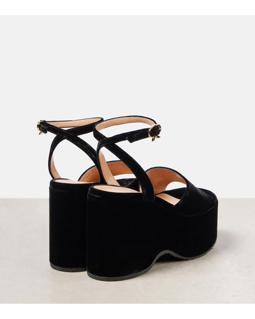Sandales Compensees En Velours Gianvito Rossi en coloris Black
