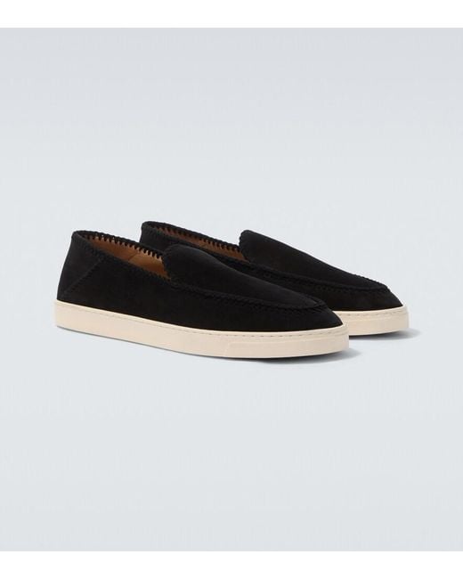 Giorgio Armani Black Galleria 3 Suede Slip-On Shoes for men