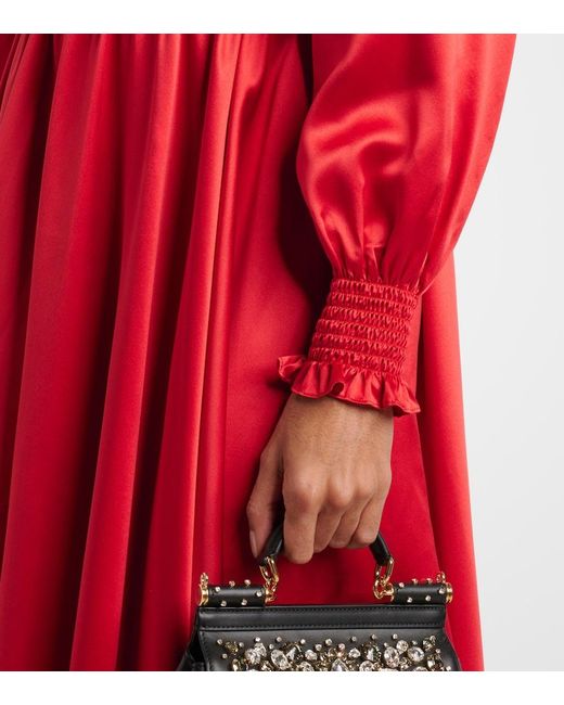 Dolce & Gabbana Red Silk Satin Shirt Dress