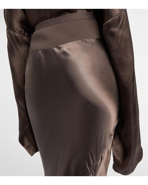 Rick Owens Brown Satin Maxi Skirt