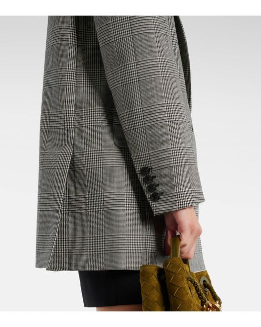 Max Mara Gray Paniere Houndstooth Virgin Wool Blazer