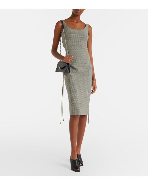 McQueen Gray Gingham Midi Dress