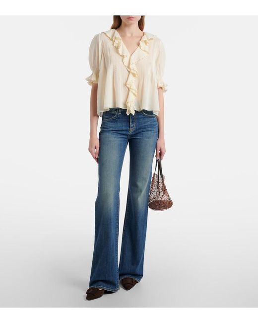 Doen Natural Henri Ruffled Cotton Blouse