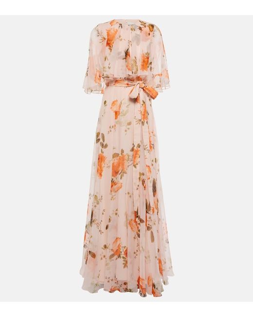 Erdem Pink Floral Silk Voile Gown
