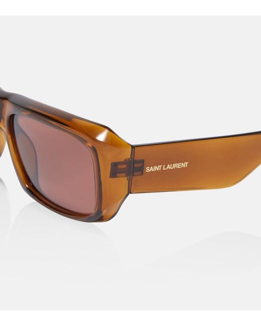 Saint Laurent Brown Sl Logo Rectangular Sunglasses