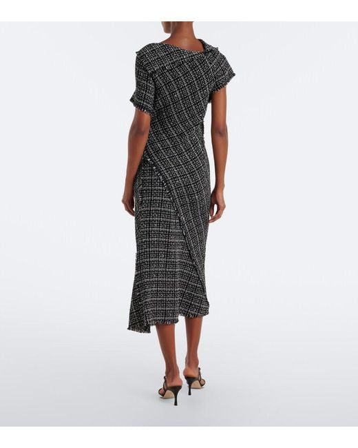Erdem Black Checked Cotton-Blend Tweed Midi Dress