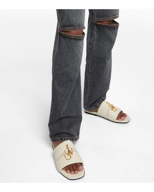 J.W. Anderson White Anchor Leather Slides
