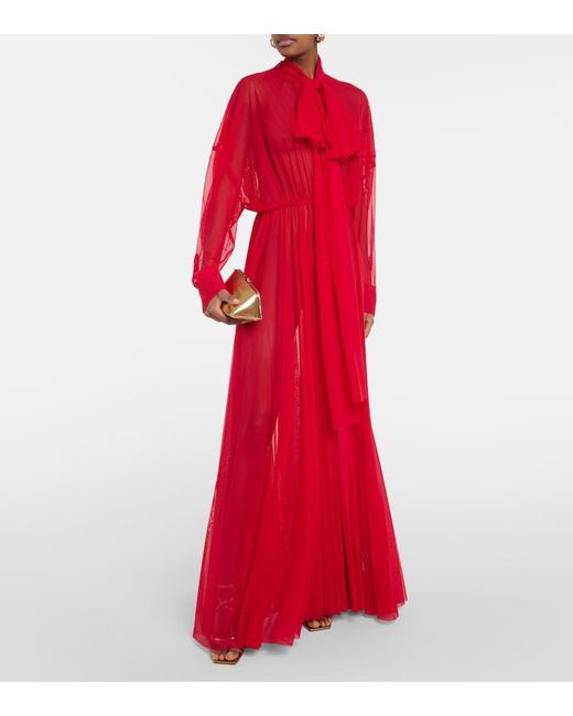 Norma Kamali Red Chiffon Gown