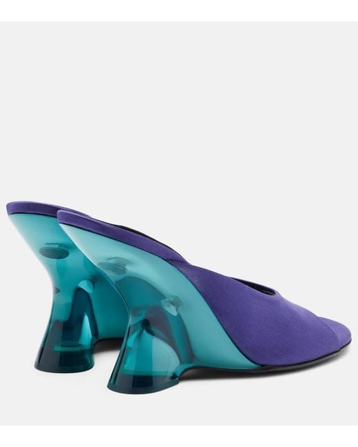 Dries Van Noten Blue Satin Wedge Mules