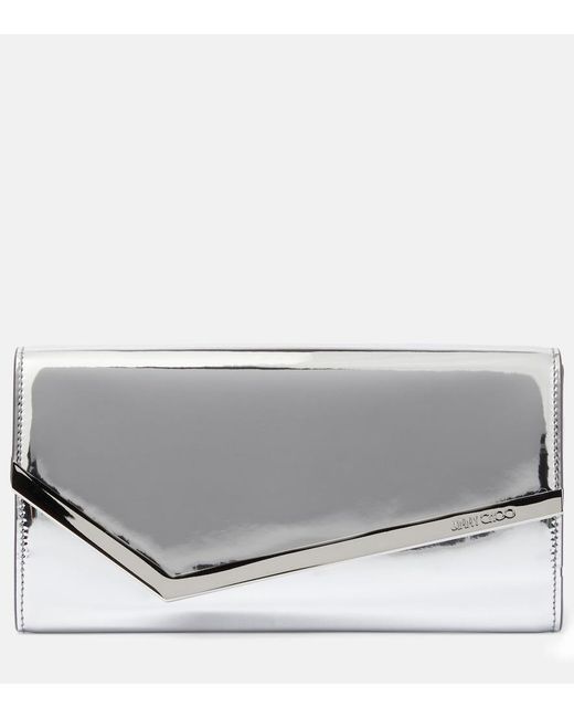 Jimmy Choo Gray Emmie Mirrored Clutch
