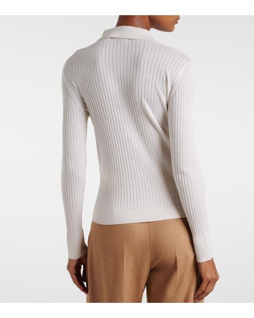 Max Mara White Gitano Cashmere And Silk Polo Sweater