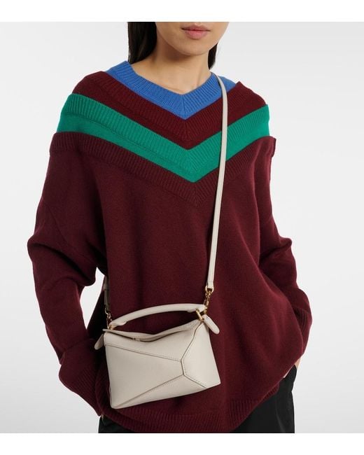 Loewe White Puzzle Edge Mini Leather Top-Handle Bag