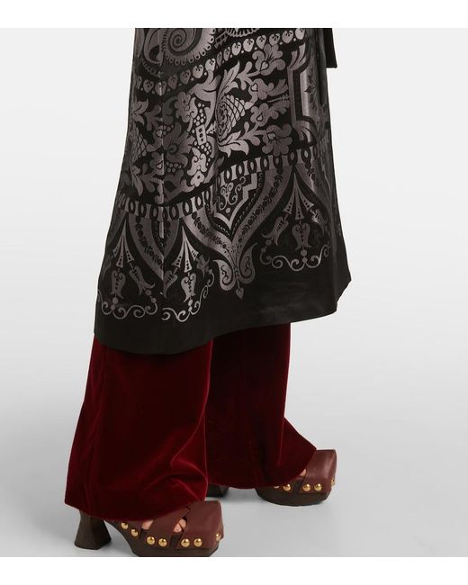 Etro Black Silk-Blend Belted Coat