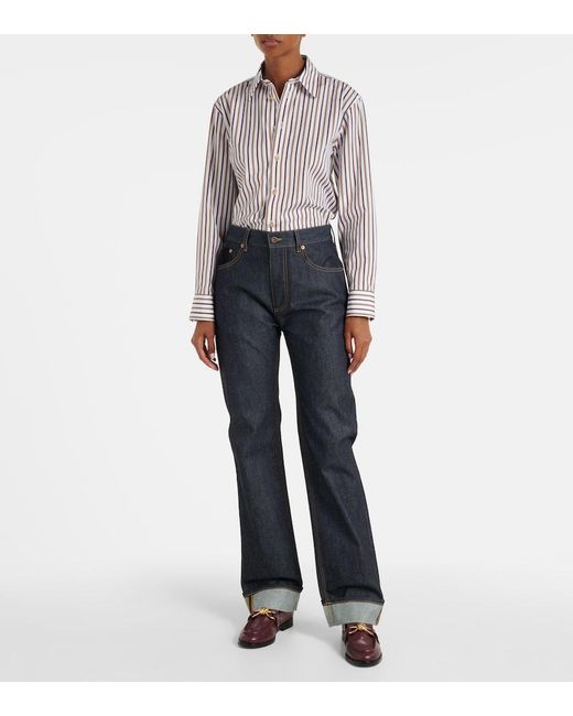 Bottega Veneta Blue Intrecciato Straight Jeans