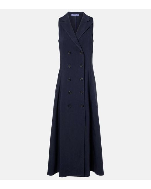 Ralph Lauren Blue Alecia Cotton-Blend Midi Dress