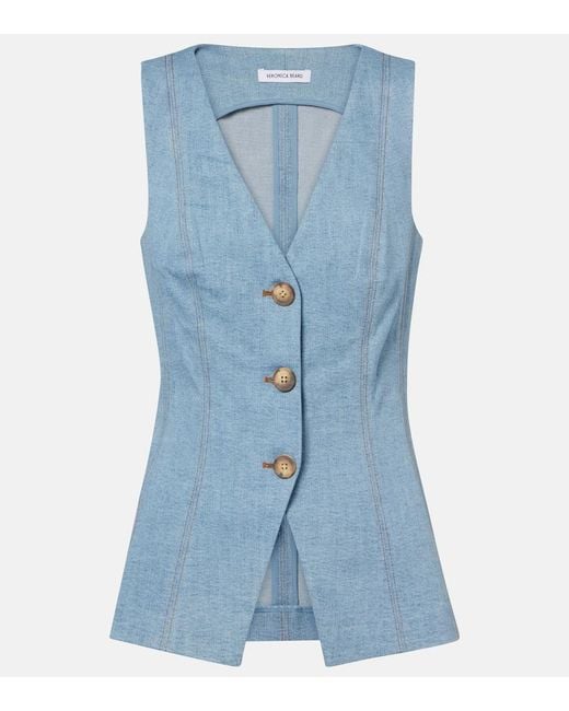 Veronica Beard Blue Avalina Denim Vest