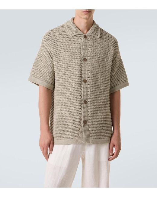 Orlebar Brown Natural Knitted Cotton Bowling Shirt for men