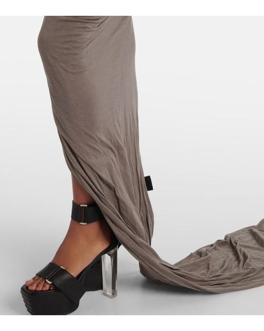 Rick Owens Brown Edfu Cotton Maxi Skirt