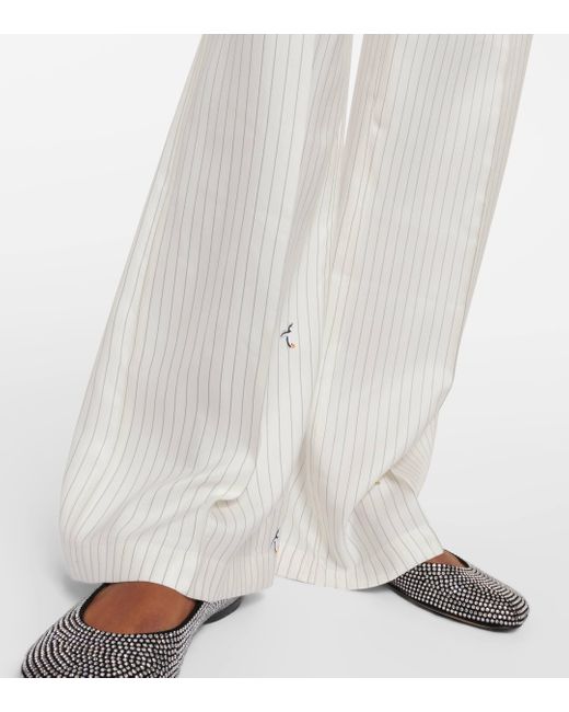 Loewe White Silk And Cotton Wide-leg Pants