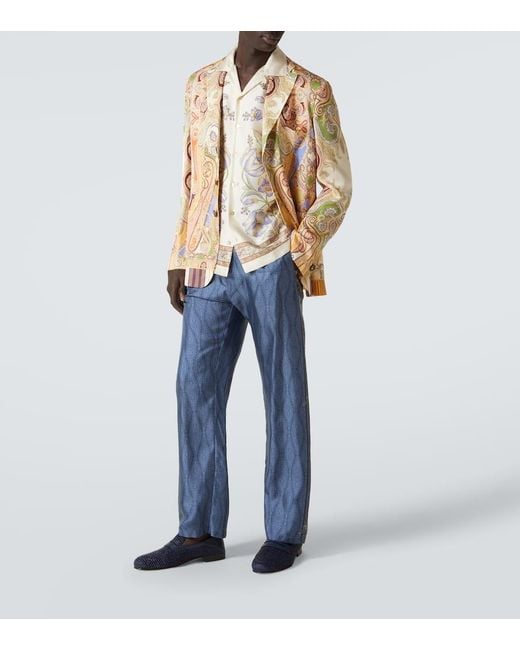 Mocasines Penny Padstow De Rafia Y Piel Manolo Blahnik de hombre de color Blue