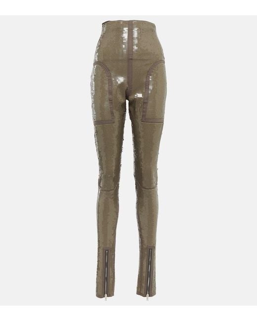 Rick Owens Natural Dirt Waist Sequin Embellished leggings