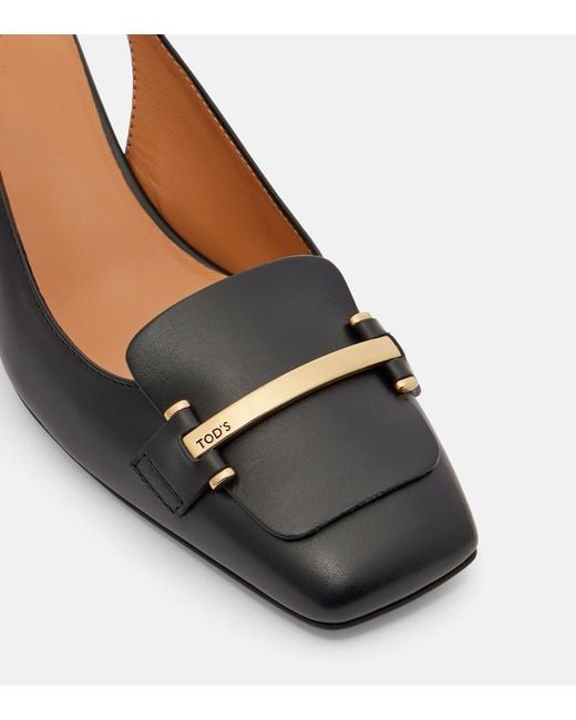 Tod's Blue 50 Leather Slingback Pumps