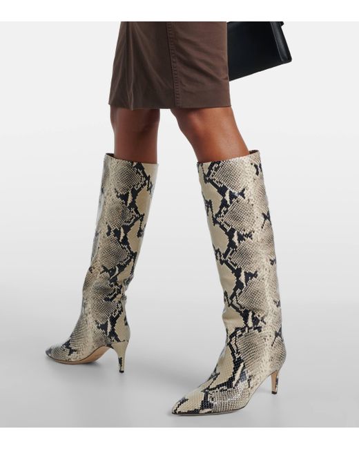 Paris Texas Green Stiletto 60 Snake-effect Leather Knee-high Boots