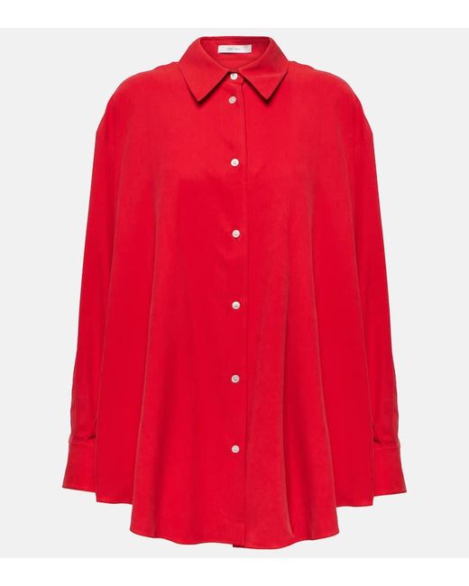 The Row Red Andra Silk Shirt