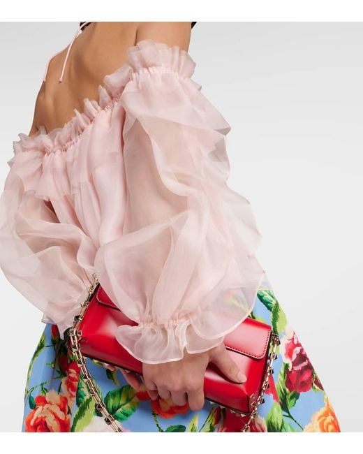Blusa con apliques florales Carolina Herrera de color Pink