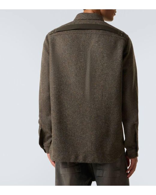 Rick Owens Green Wool Overshirt for men