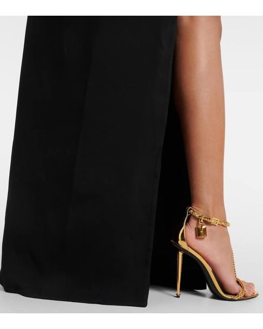 Tom Ford Black Buckle-detail Strapless Sable Gown