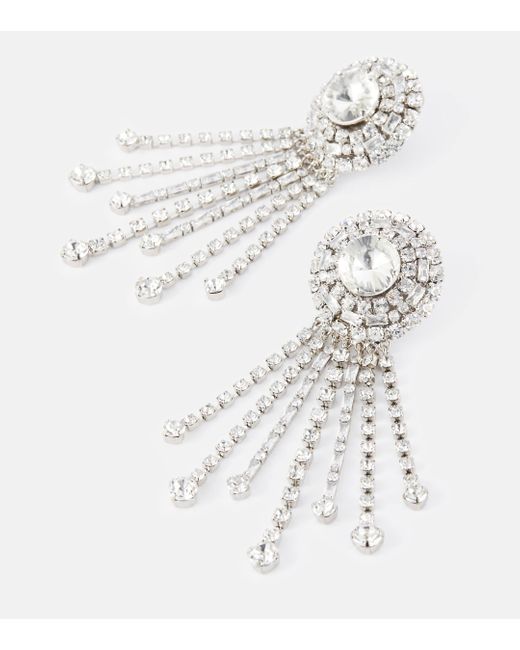 Alessandra Rich White Crystal-embellished Clip-on Earrings