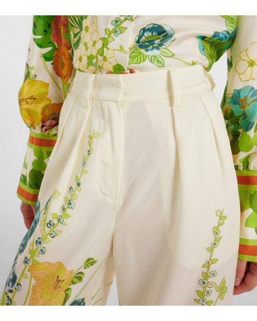 ALÉMAIS White Constance Floral Wide Trousers