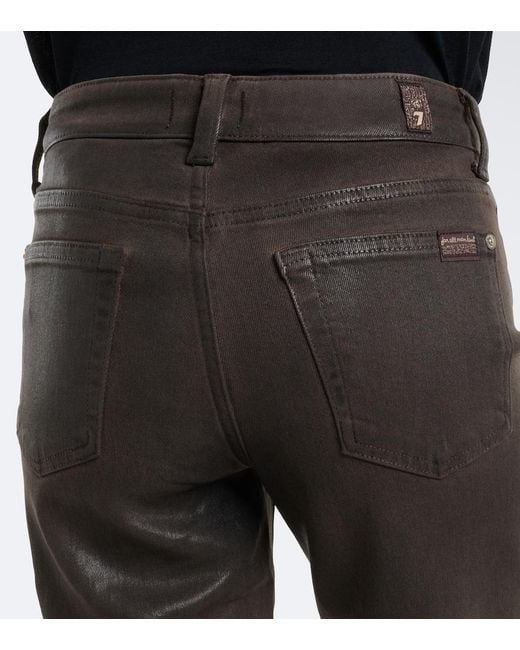 7 For All Mankind Black The Leggy Bootcut Coated Jeans