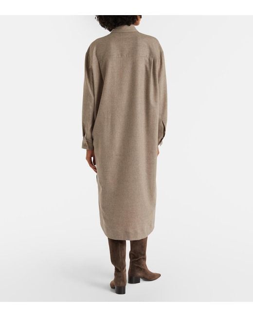Khaite Natural Gloria Wool And Cashmere Shirt Dress