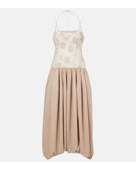 Jonathan Simkhai Natural Pfeiffer Polka-Dot Midi Dress