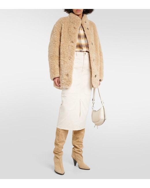 Isabel Marant Natural Flozia Cotton Midi Skirt