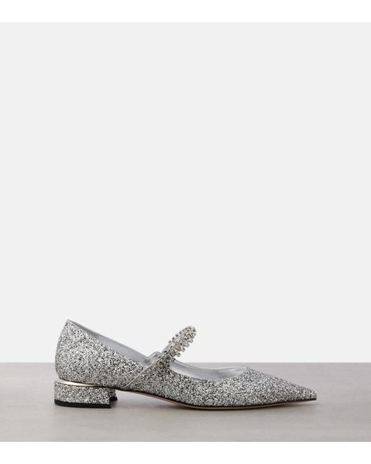 Jimmy Choo White Bing 25 Embellished Mary Jane Pumps