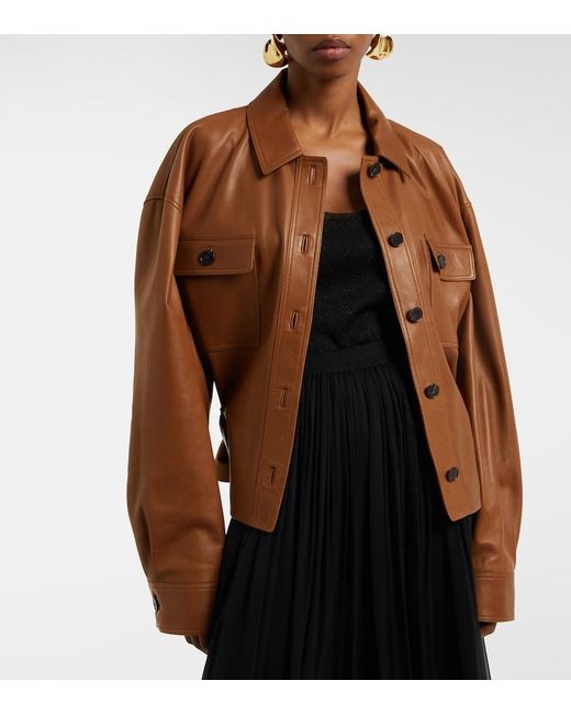 Saint Laurent Brown Saharienne Short Leather Jacket