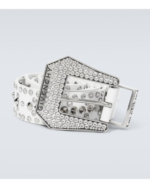 Givenchy Metallic Studded Crystal-embellished Leather Belt for men