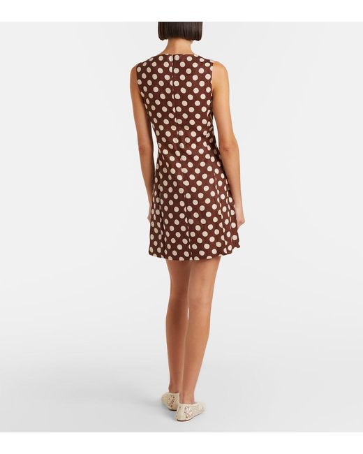 Faithfull The Brand Brown Lydie Polka-Dot Linen Minidress