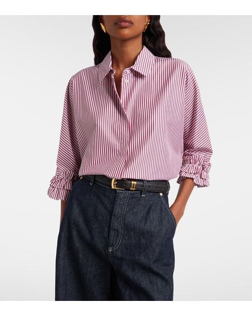 Max Mara Pink Striped Cotton Poplin Shirt