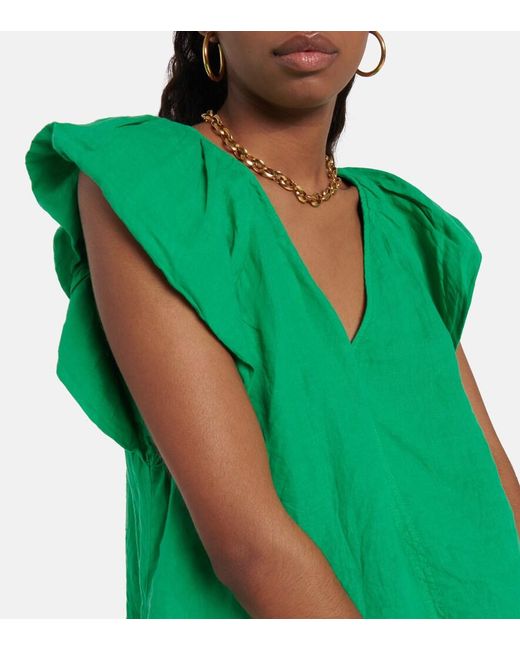 Velvet Green Ava Linen Top